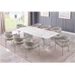 Best Quality Furniture 9 Piece White Marble Dining Set with Stainless Steel Base