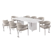 Best Quality Furniture 9 Piece White Marble Dining Set with Stainless Steel Base