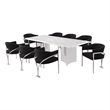 Best Quality Furniture 9 Piece White Marble Dining Set with Stainless Steel Base