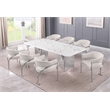 Best Quality Furniture 9 Piece White Marble Dining Set with Stainless Steel Base