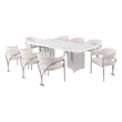Best Quality Furniture 9 Piece White Marble Dining Set with Stainless Steel Base