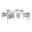 Best Quality Furniture 7 Piece White Marble Dining Set with Stainless Steel Base