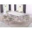 Best Quality Furniture 7 Piece White Marble Dining Set with Stainless Steel Base