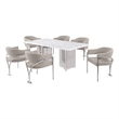 Best Quality Furniture 7 Piece White Marble Dining Set with Stainless Steel Base
