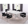 Best Quality Furniture 7 Piece White Marble Dining Set with Stainless Steel Base