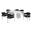 Best Quality Furniture 7 Piece White Marble Dining Set with Stainless Steel Base