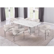 Best Quality Furniture 7 Piece White Marble Dining Set with Stainless Steel Base
