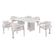 Best Quality Furniture 7 Piece White Marble Dining Set with Stainless Steel Base