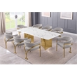 Best Quality Furniture 9 Piece White Marble Dining Set with Stainless Steel Base