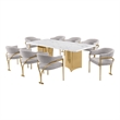 Best Quality Furniture 9 Piece White Marble Dining Set with Stainless Steel Base