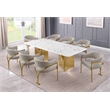 Best Quality Furniture 9 Piece White Marble Dining Set with Stainless Steel Base
