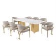 Best Quality Furniture 9 Piece White Marble Dining Set with Stainless Steel Base