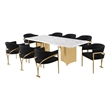 Best Quality Furniture 9 Piece White Marble Dining Set with Stainless Steel Base