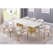 Best Quality Furniture 9 Piece White Marble Dining Set with Stainless Steel Base
