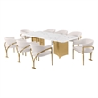 Best Quality Furniture 9 Piece White Marble Dining Set with Stainless Steel Base