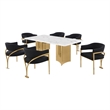 Best Quality Furniture 7 Piece White Marble Dining Set with Stainless Steel Base