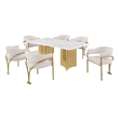 Best Quality Furniture 7 Piece White Marble Dining Set with Stainless Steel Base