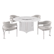 Best Quality Furniture 5 Piece White Marble Dining Set with Stainless Steel Base
