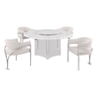 Best Quality Furniture 5 Piece White Marble Dining Set with Stainless Steel Base