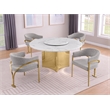 Best Quality Furniture 5 Piece White Marble Dining Set with Stainless Steel Base