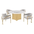 Best Quality Furniture 5 Piece White Marble Dining Set with Stainless Steel Base