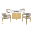 Best Quality Furniture 5 Piece White Marble Dining Set with Stainless Steel Base