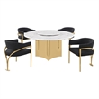 Best Quality Furniture 5 Piece White Marble Dining Set with Stainless Steel Base