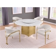 Best Quality Furniture 5 Piece White Marble Dining Set with Stainless Steel Base