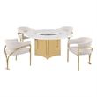 Best Quality Furniture 5 Piece White Marble Dining Set with Stainless Steel Base
