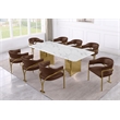 Best Quality Furniture 9 Piece White Marble Dining Set with Stainless Steel Base