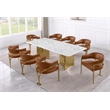 Best Quality Furniture 9 Piece White Marble Dining Set with Stainless Steel Base