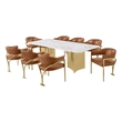 Best Quality Furniture 9 Piece White Marble Dining Set with Stainless Steel Base