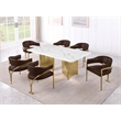 Best Quality Furniture 7 Piece White Marble Dining Set with Stainless Steel Base