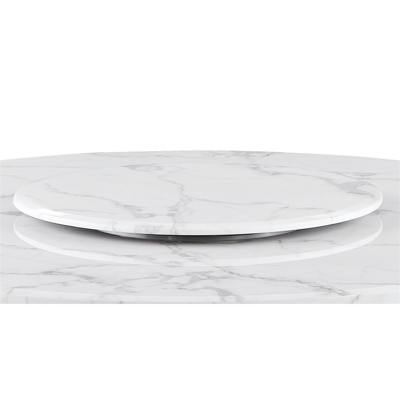 Best Quality Furniture 5 Piece White Marble Dining Set with Stainless Steel Base