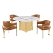 Best Quality Furniture 5 Piece White Marble Dining Set with Stainless Steel Base