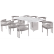 Best Quality Furniture 9 Piece White Marble Dining Set with Stainless Steel Base