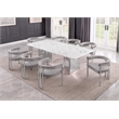 Best Quality Furniture 9 Piece White Marble Dining Set with Stainless Steel Base