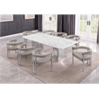 Best Quality Furniture 9 Piece White Marble Dining Set with Stainless Steel Base