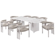 Best Quality Furniture 9 Piece White Marble Dining Set with Stainless Steel Base