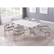 Best Quality Furniture 7 Piece White Marble Dining Set with Stainless Steel Base