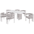 Best Quality Furniture 7 Piece White Marble Dining Set with Stainless Steel Base