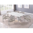 Best Quality Furniture 7 Piece White Marble Dining Set with Stainless Steel Base