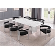 Best Quality Furniture 9 Piece White Marble Dining Set with Stainless Steel Base