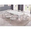 Best Quality Furniture 9 Piece White Marble Dining Set with Stainless Steel Base