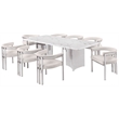 Best Quality Furniture 9 Piece White Marble Dining Set with Stainless Steel Base