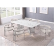 Best Quality Furniture 7 Piece White Marble Dining Set with Stainless Steel Base