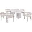 Best Quality Furniture 7 Piece White Marble Dining Set with Stainless Steel Base