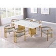 Best Quality Furniture 7 Piece White Marble Dining Set with Stainless Steel Base