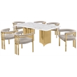 Best Quality Furniture 7 Piece White Marble Dining Set with Stainless Steel Base