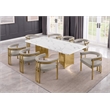 Best Quality Furniture 9 Piece White Marble Dining Set with Stainless Steel Base